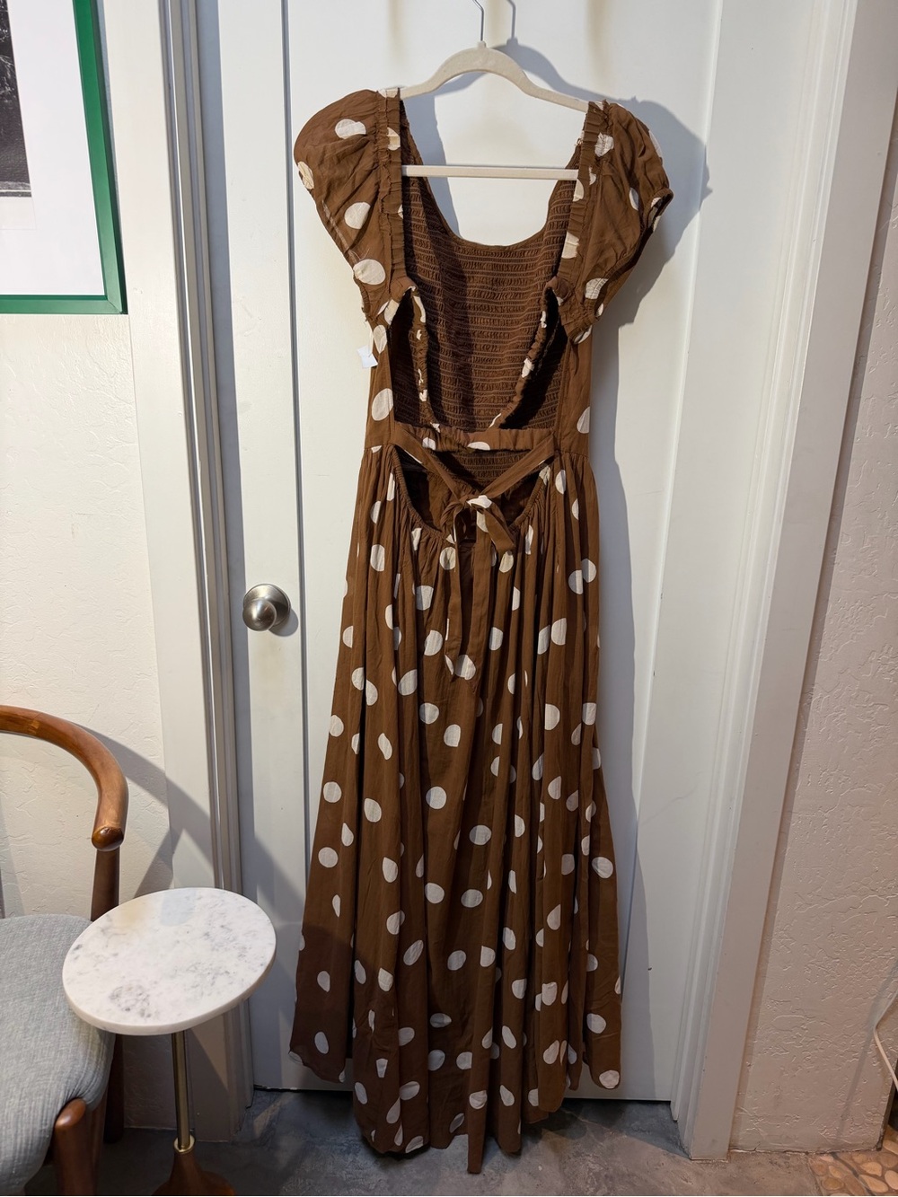 Free People Brown Polka Dot Maxi Dress 100% Cotton XL - Picture 4 of 11
